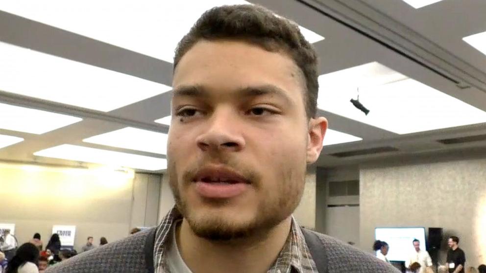 PHOTO: A man named Cole Allen, who appears to be the same person as the suspect in the shooting incident at the annual White House Correspondents' Association dinner in Washington, D.C., April 25, 2026, is interviewed by KABC in Los Angeles in March 2017.