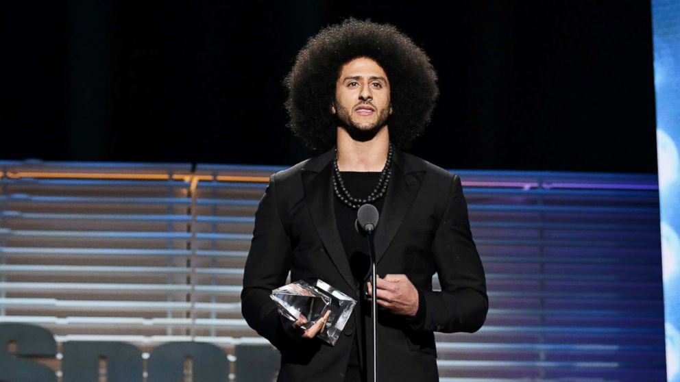 Colin Kaepernick receives the SI Muhammad Ali Legacy Award during Sports Illustrated Sportsperson of the Year Show on Dec. 5, 2017, in New York City.  