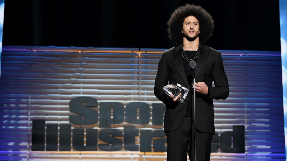 PHOTO: Colin Kaepernick receives the SI Muhammad Ali Legacy Award during Sports Illustrated Sportsperson of the Year Show on Dec. 5, 2017, in New York City.  