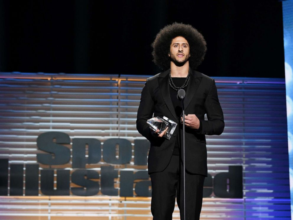 PHOTO: Colin Kaepernick receives the SI Muhammad Ali Legacy Award during Sports Illustrated Sportsperson of the Year Show on Dec. 5, 2017, in New York City.