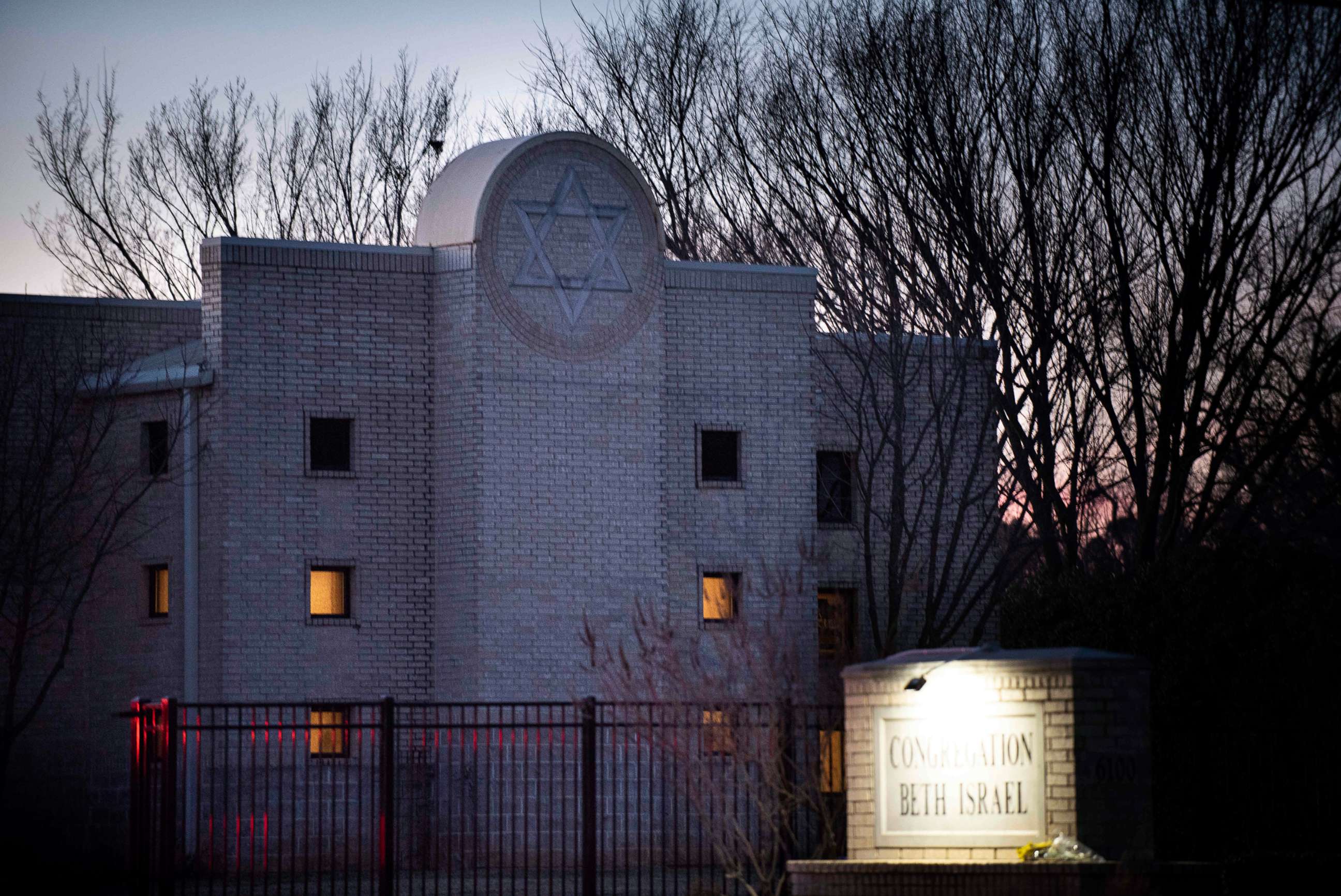 PHOTO: Congregation Beth Israel synagogue in Colleyville, Texas, Jan. 17, 2022, where a 44-year-old British national stormed into the synagogue with a gun and held four people hostage for more than 10 hours.