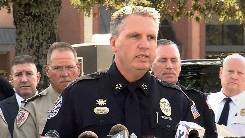 PHOTO: Collierville Police Chief Dale Lane gives an update on the Kroger grocery store shooting, Sept. 24, 2021, saying a total of 15 people were shot, including a woman who died of her wounds, in Collierville, Tenn.