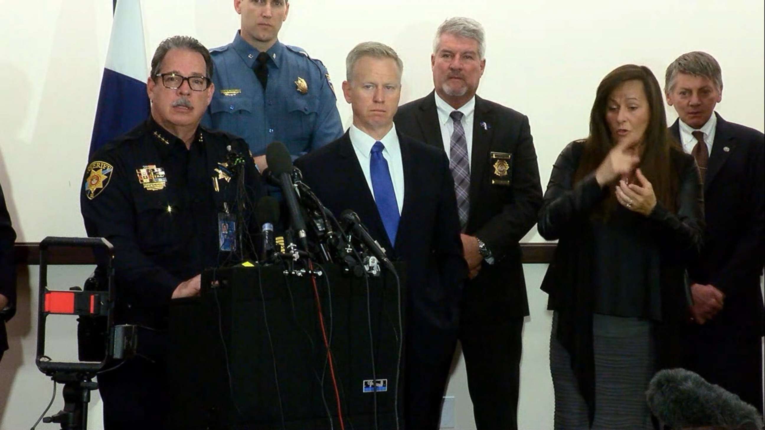 PHOTO: Sheriff Tony Spurlock speaks at a press conference, May 8, 2019, regarding a shooting at the STEM School Highlands Ranch the previous day in Highlands Ranch, Colo.