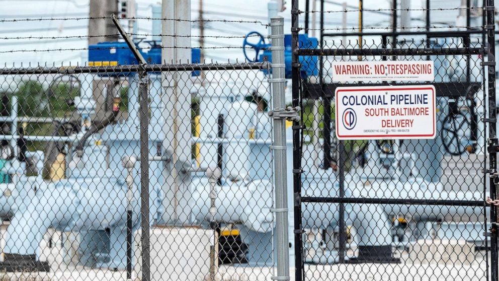 PHOTO: Signage delivers warnings at Colonial Pipeline Baltimore Delivery in Baltimore, May 10, 2021.