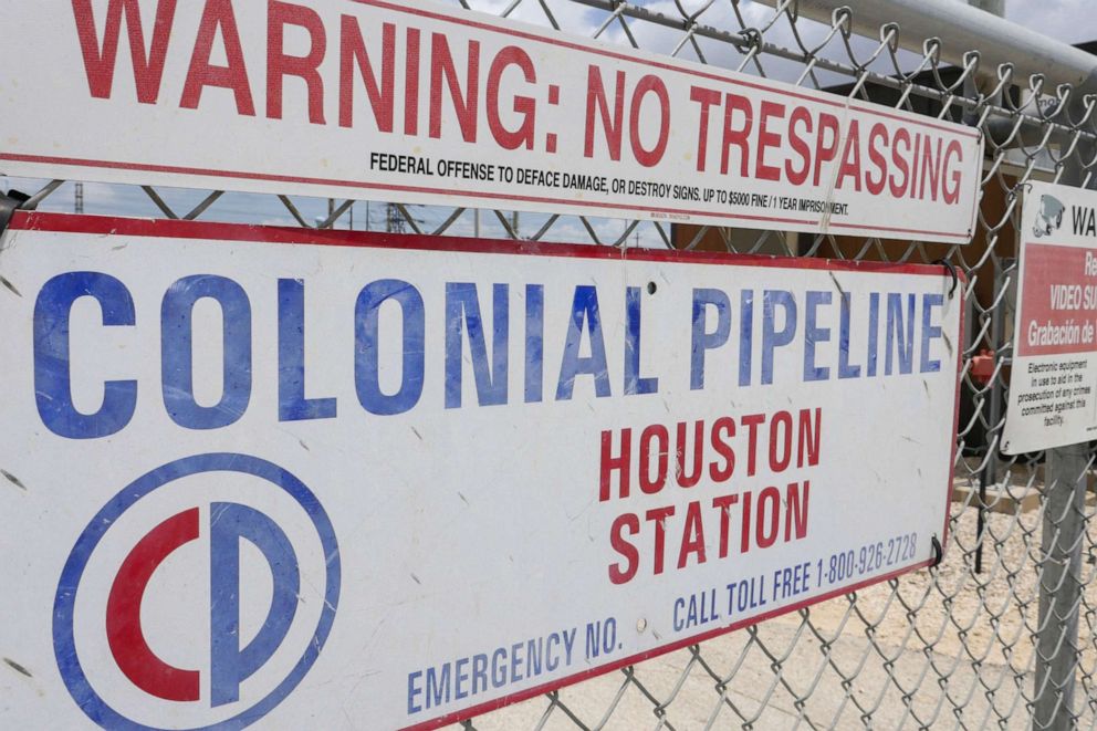 PHOTO: In this file photo taken on May 10, 2021, the Colonial Pipeline Houston Station facility is shown in Pasadena, Texas.