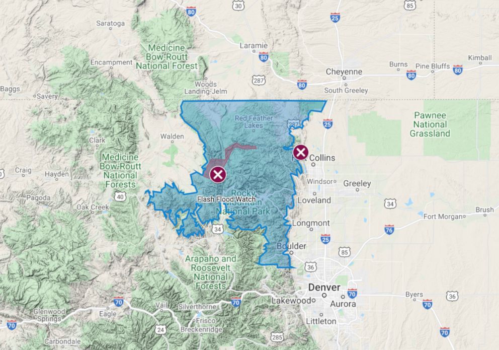 PHOTO: Reports of flooding in the Poudre Canyon between Cameron Pass and Ted's Place in Colorado were received by Larimer County officials, July 20, 2021.