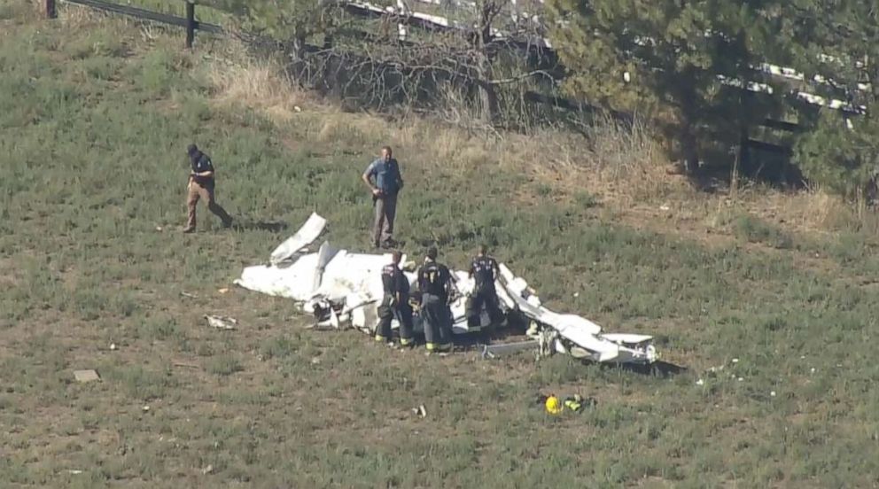 Two small aircraft collided mid-air and crashed in Boulder County, Colorado, Sept. 17, 2022.