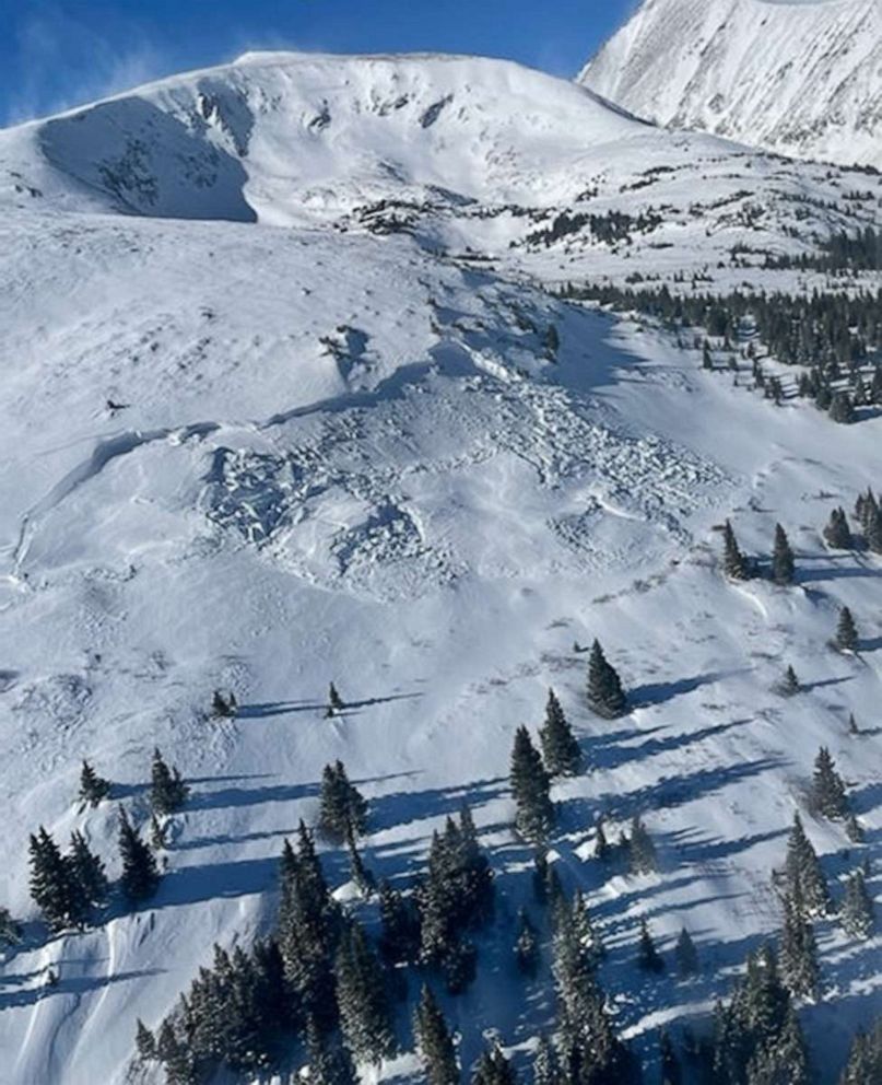 PHOTO: The site of an avalanche accident where two snowshoers were killed on January 8, 2022.