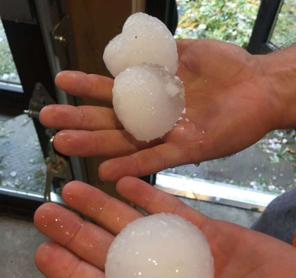 An Instagram user shared photos of the hail which fell at the Cheyenne Mountain Zoo in Colorado Springs, Colo., on Monday, Aug. 6, 2018.