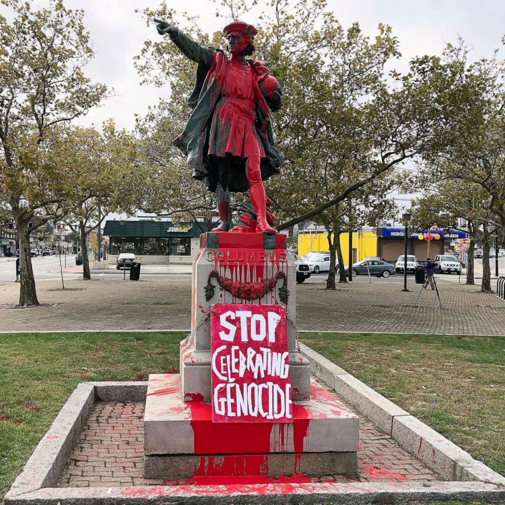 Statues of Christopher Columbus vandalized in multiple states amid  controversy over the holiday - ABC News