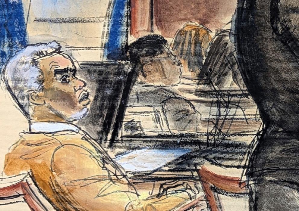PHOTO: Sean "Diddy" Combs looks on during his sex trafficking and racketeering trial in Manhattan federal court, Monday, May 19, 2025, in New York.