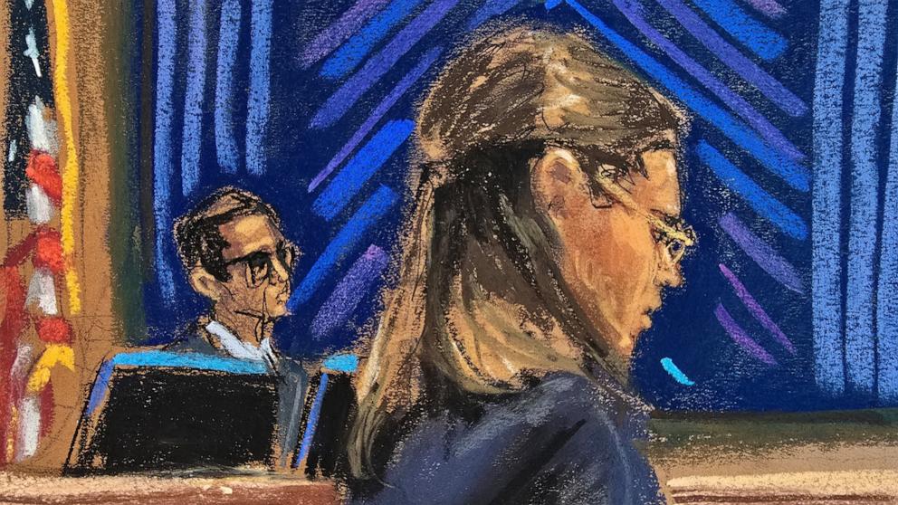 PHOTO: Prosecutor Madison Smyser questions witness "Mia" as she testifies in Sean "Diddy" Combs' sex trafficking trial in New York City, May 30, 2025 in this courtroom sketch.