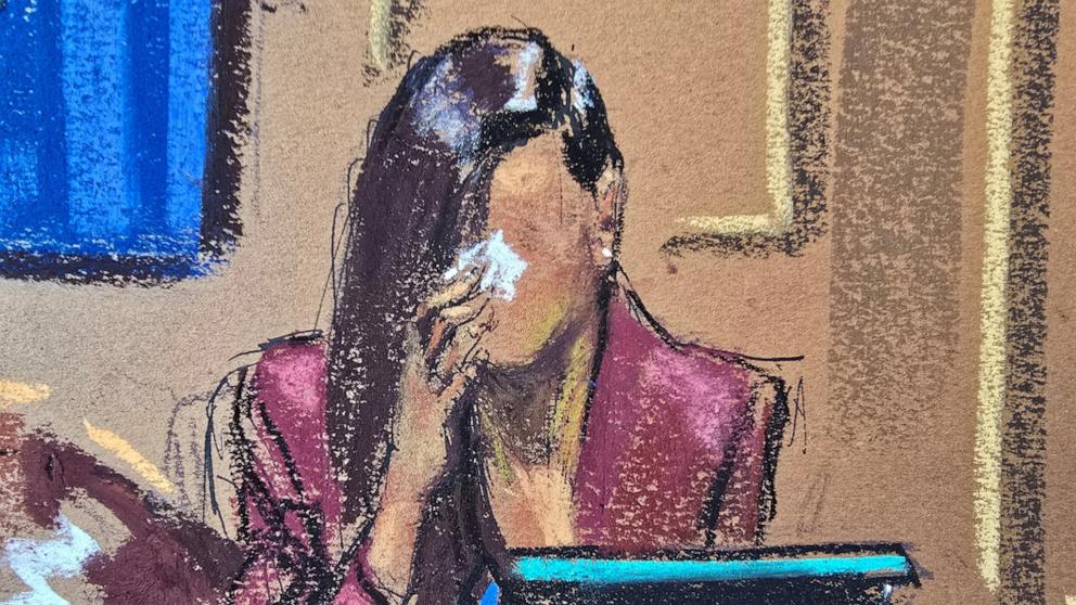 PHOTO: Maurene Comey (not seen) questions "Jane" during Sean "Diddy" Combs' sex trafficking trial in New York City, June 6, 2025 in this courtroom sketch.