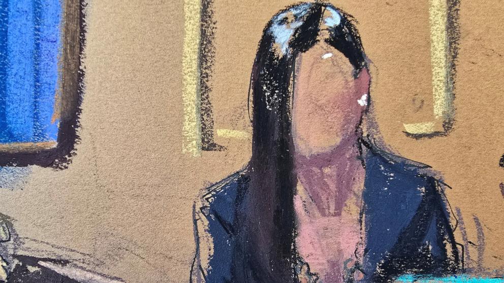 PHOTO: "Jane" is cross-examined by lawyer Teny Geragos (not seen) during Sean "Diddy" Combs' sex trafficking trial in New York City, June 12, 2025, in this courtroom sketch.