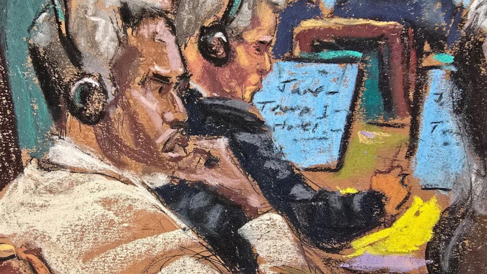 PHOTO: Sean "Diddy" Combs and his defense lawyer Brian Steel watch a witness being questioned during Combs' sex trafficking trial in New York City, June 23, 2025 in this courtroom sketch.
