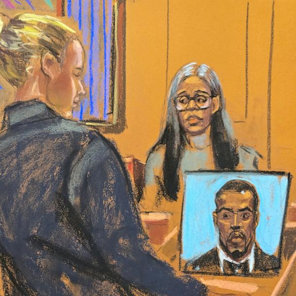 Regina Ventura, the mother of alleged victim Casandra "Cassie" Ventura, testifies at Sean "Diddy" Combs' sex trafficking trial in New York City, May 20, 2025 in this courtroom sketch.
