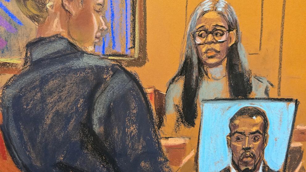 PHOTO: Regina Ventura, the mother of alleged victim Casandra "Cassie" Ventura, testifies at Sean "Diddy" Combs' sex trafficking trial in New York City, May 20, 2025 in this courtroom sketch.