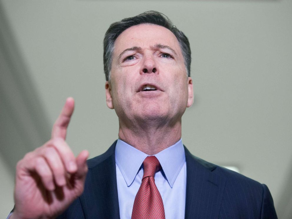 PHOTO: Former FBI Director James Comey delivers remarks to members of the media after finishing his testimony before members of the House Judiciary and House Oversight and Government Reform Committees, on Capitol Hill in Washington, Dec. 17, 2018.