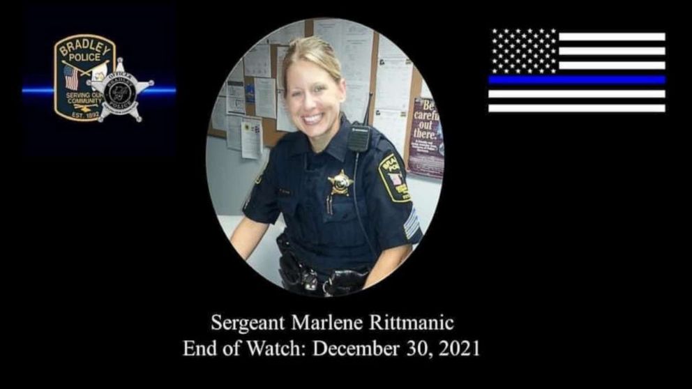 PHOTO: Bradley, Ill., police sergeant Marlene Rittmanic is pictured in an image released by Bradley Police on Dec. 30, 2021. She died after a shooting that occurred while she was responding to a call at a Comfort Inn in Kankakee County, Ill., on Dec. 29.