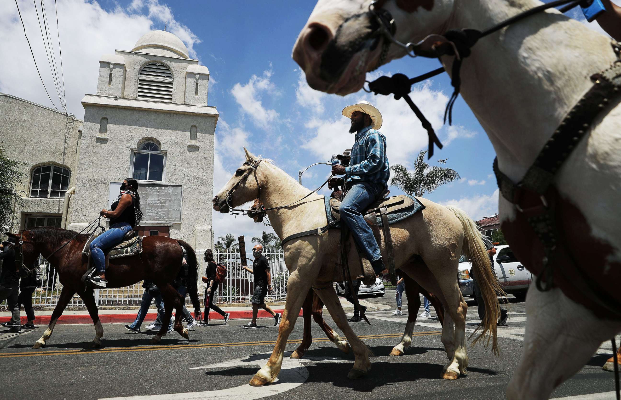 PHOTO: The Compton Cowboys hold a 'peace ride' for George Floyd on June 7, 2020 in Compton, California.