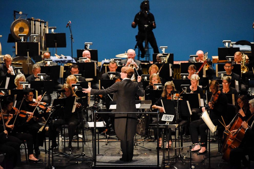 PHOTO: Monika Wolinska of Poland conducting, from the 2017 Hart Institute Concert at The Dallas Opera.