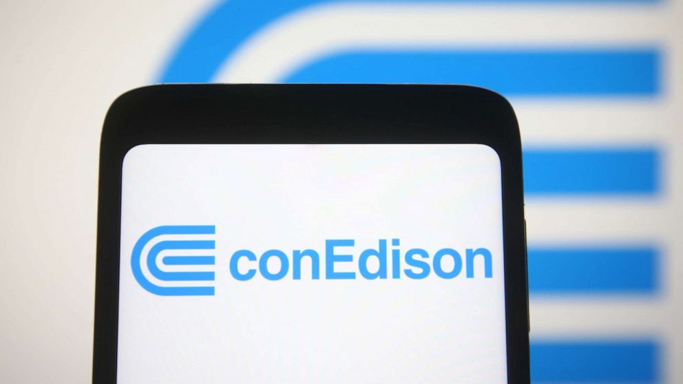PHOTO: Consolidated Edison commonly known as Con Edison or ConEd, energy company's logo is seen on a smartphone.