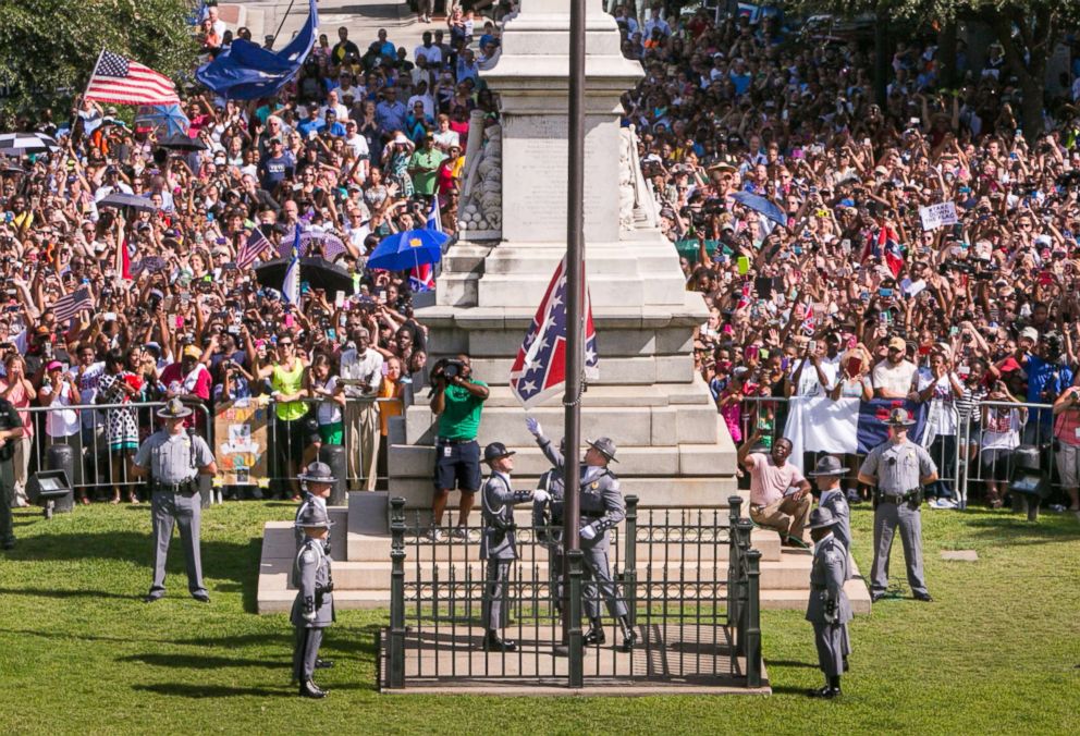 PHOTO: In this file photo, the S.C. Highway Patrol Honor Guard removes the Confederate Battle Flag from the State House grounds during a ceremony, July 10, 2015, in Columbia, S.C.