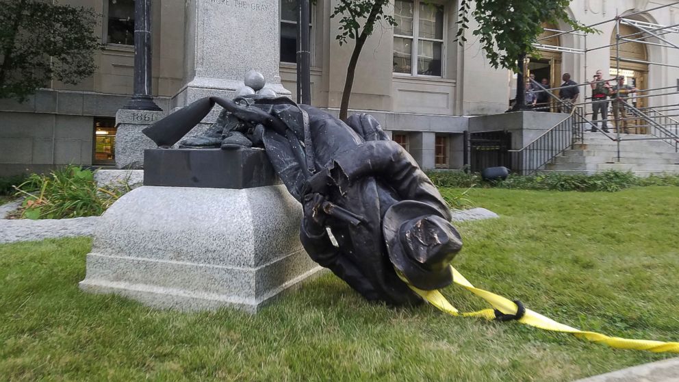 Woman arrested for helping to topple Confederate statue in North