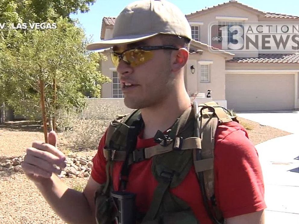 PHOTO: Conor Climo, 23, seen here in 2016, was arrested and charged with plotting to bomb a synagogue or gay club in Las Vegas on Thursday, Aug. 8, 2019. In 2016, he was patrolling his neighborhood with an assault rifle.