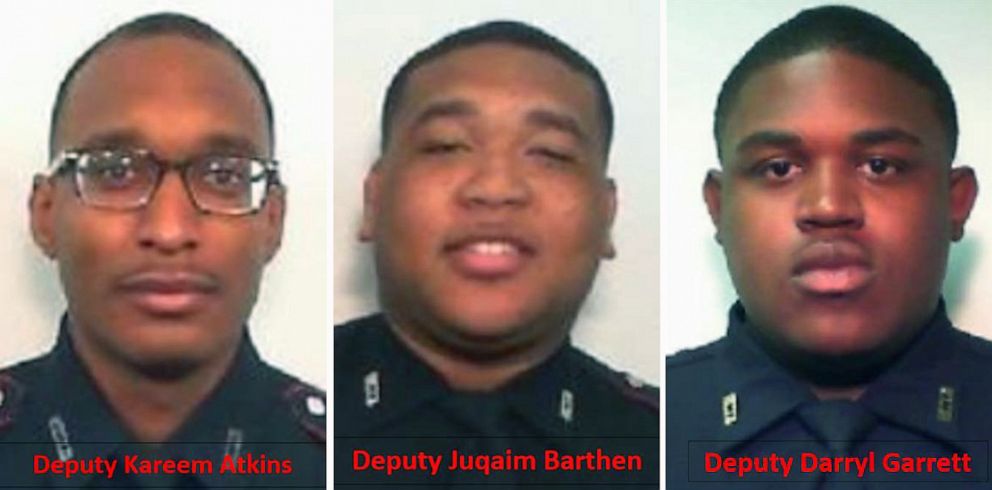 PHOTO: Three Harris County constables were ambushed while working a second job, Oct. 16, 2021, in Houston. Kareem Atkins, left, was killed, the two other officers, Juqaim Barthen and Darryl Garrett, were injured.