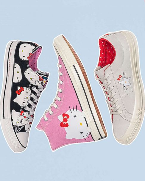 Påstået Fantasifulde venskab Your sneaker collection just got cuter thanks to Converse, Hello Kitty  collaboration - Good Morning America
