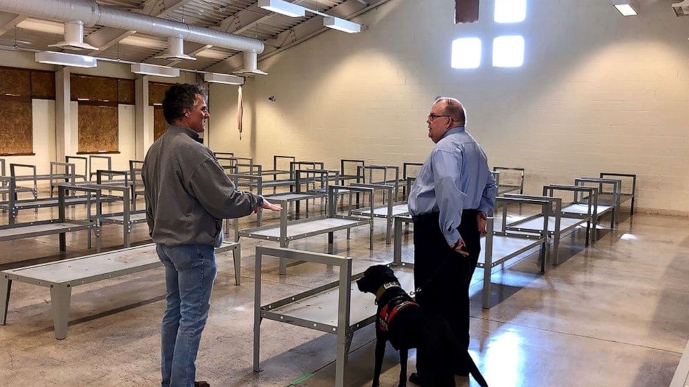 PHOTO: Cook County Sheriff's office posted a photo of the newly prepared barracks to be used as a hospital and/or isolation housing for detainees at Cook County Jail with COVID-19, where at least 100 inmates have tested positive.