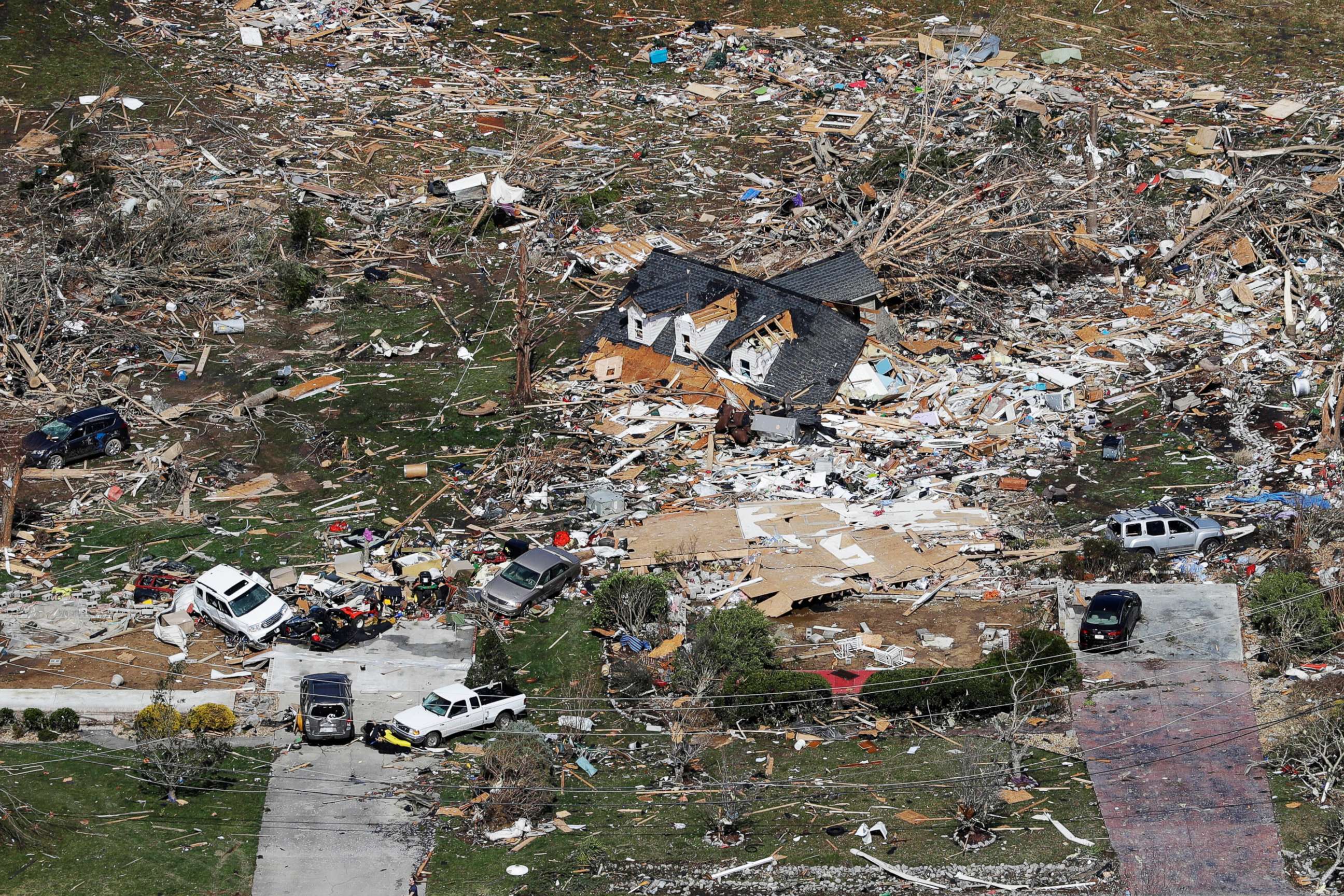 PHOTO: The remains of homes shattered by storms are scattered near Cookeville, Tenn., March 3, 2020.