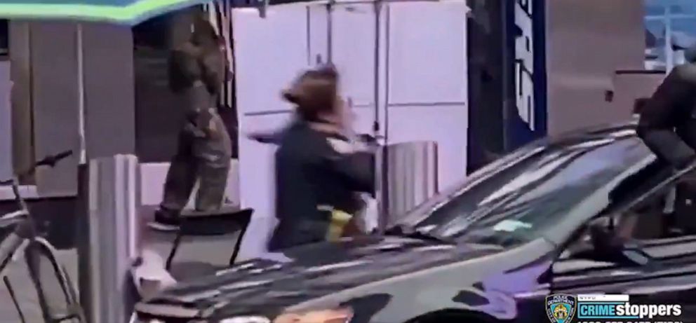 PHOTO: The NYPD posted a video on Twitter showing officer Alyssa Vogel holding a 4-year-old who was shot in the leg in Times Square on May 8, 2021.