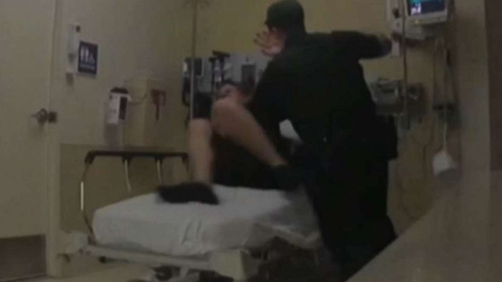 PHOTO: Officer bodycam footage showed Broward County Sheriff Deputy Jorge Sobrino punching David O'Connell and aggressively twisting his arm at a South Florida hospital in January.