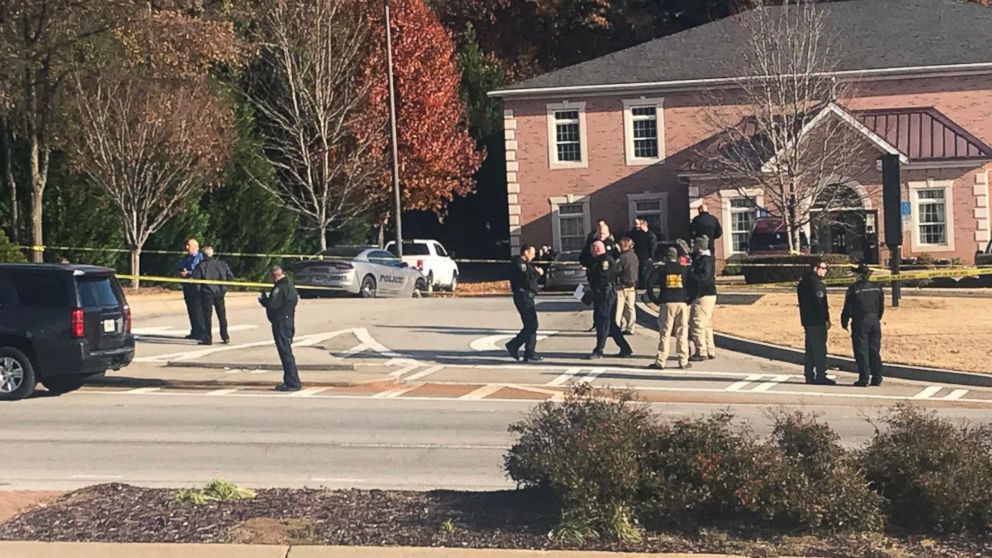PHOTO: Officials on the scene outside Atlanta, where an officer was shot, Dec. 6, 2018.
