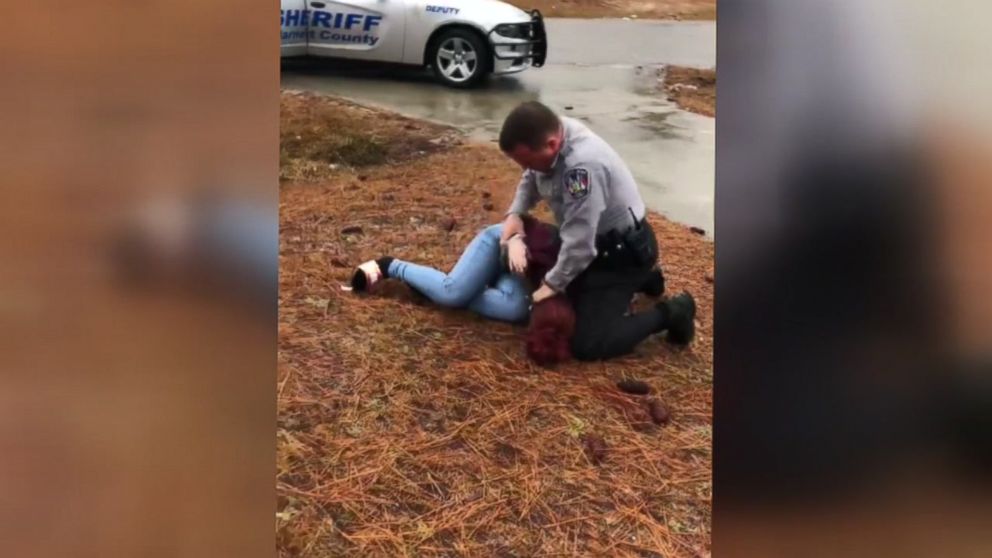 PHOTO: A teen filmed her sister being tackled to the ground by a police officer after her boyfriend's car was searched for drugs in Harnett County, N.C., on Dec. 10, 2018.