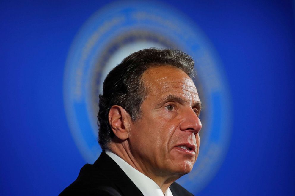 PHOTO: New York Governor Andrew Cuomo addresses a briefing on the coronavirus disease response at the National Press Club following his meeting with President Trump in Washington, May 27, 2020.