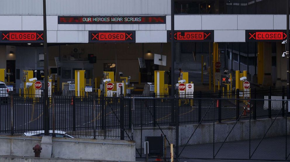 PHOTO: A view of the U.S.-Canada border crossing, April 8, 2020, from Detroit.