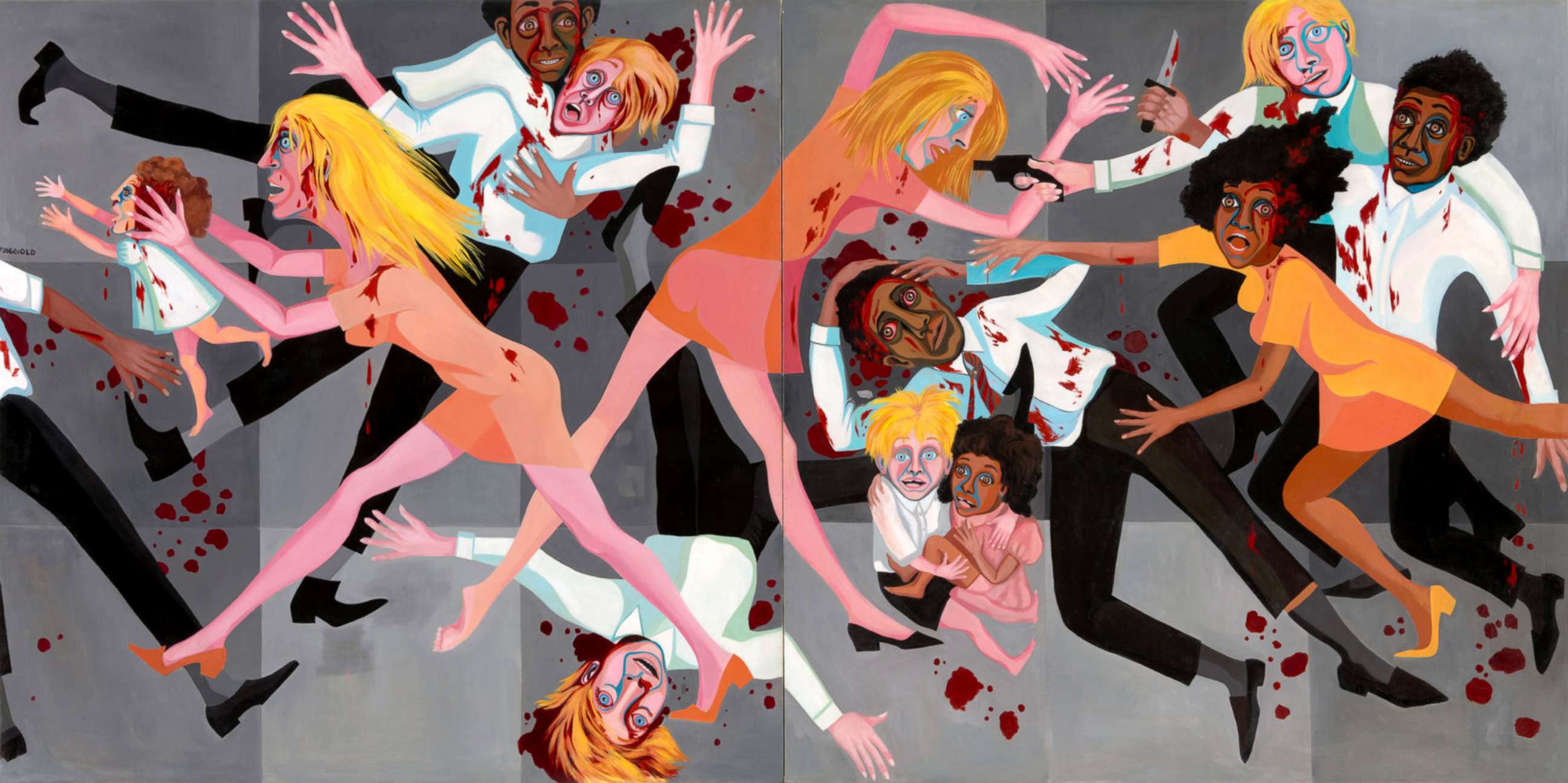 PHOTO: "American People Series #20: Die." Oil on canvas, two panels, by Faith Ringgold, 1967. 