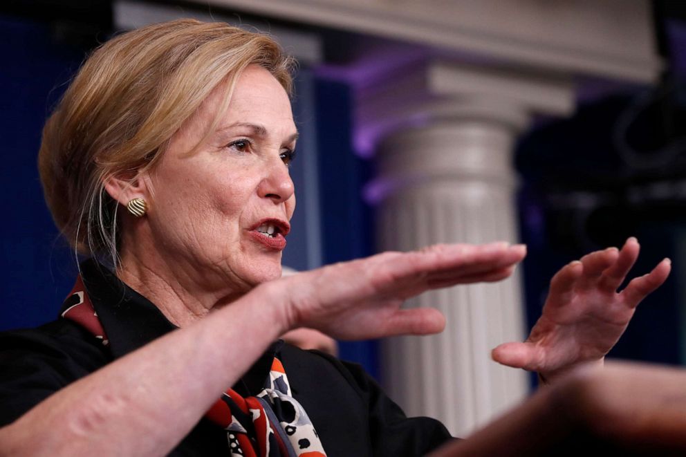 PHOTO: Dr. Deborah Birx, White House coronavirus response coordinator, speaks about the coronavirus in the James Brady Briefing Room, March 26, 2020, in Washington.