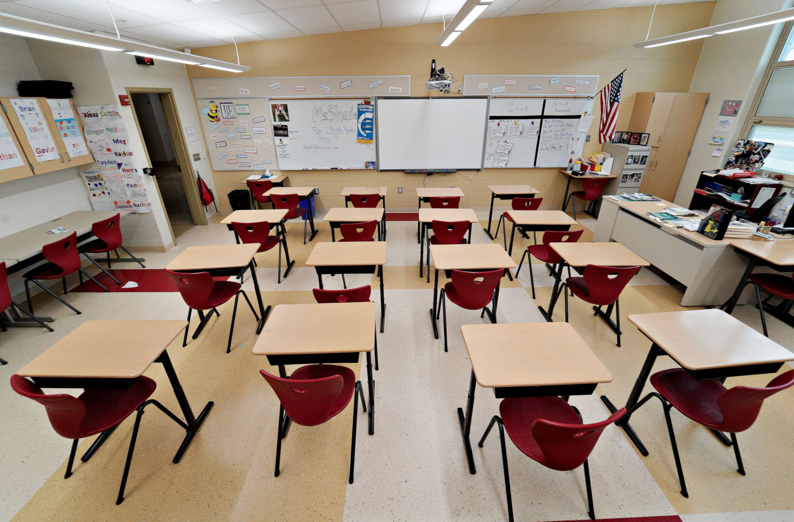 PHOTO: A classroom sits empty ahead of the statewide school closures in Ohio in an effort to curb the spread of the coronavirus, inside Milton-Union Exempted Village School District in West Milton, Ohio, March 13, 2020.