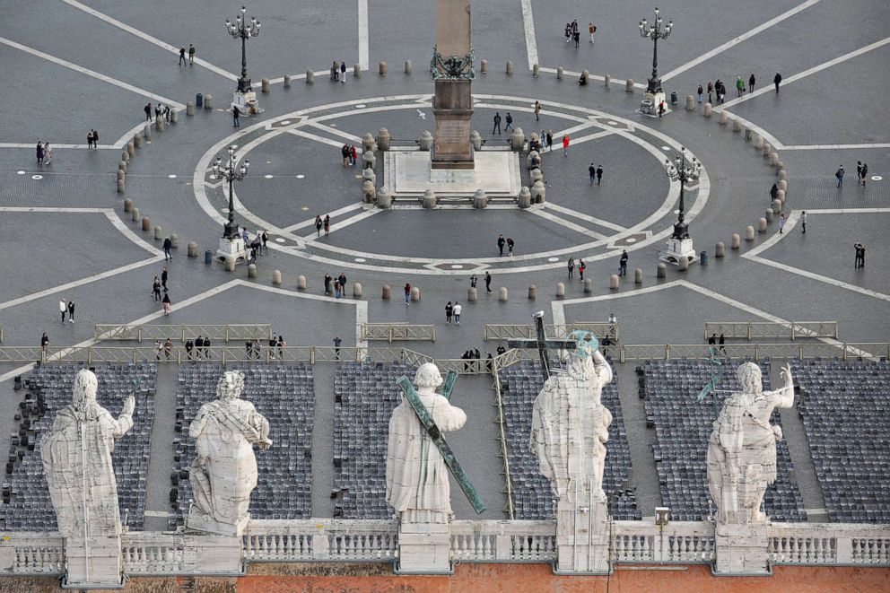 PHOTO: General view of St. Peter's Square after the Vatican reports its first case of coronavirus, at the Vatican, March 6, 2020.