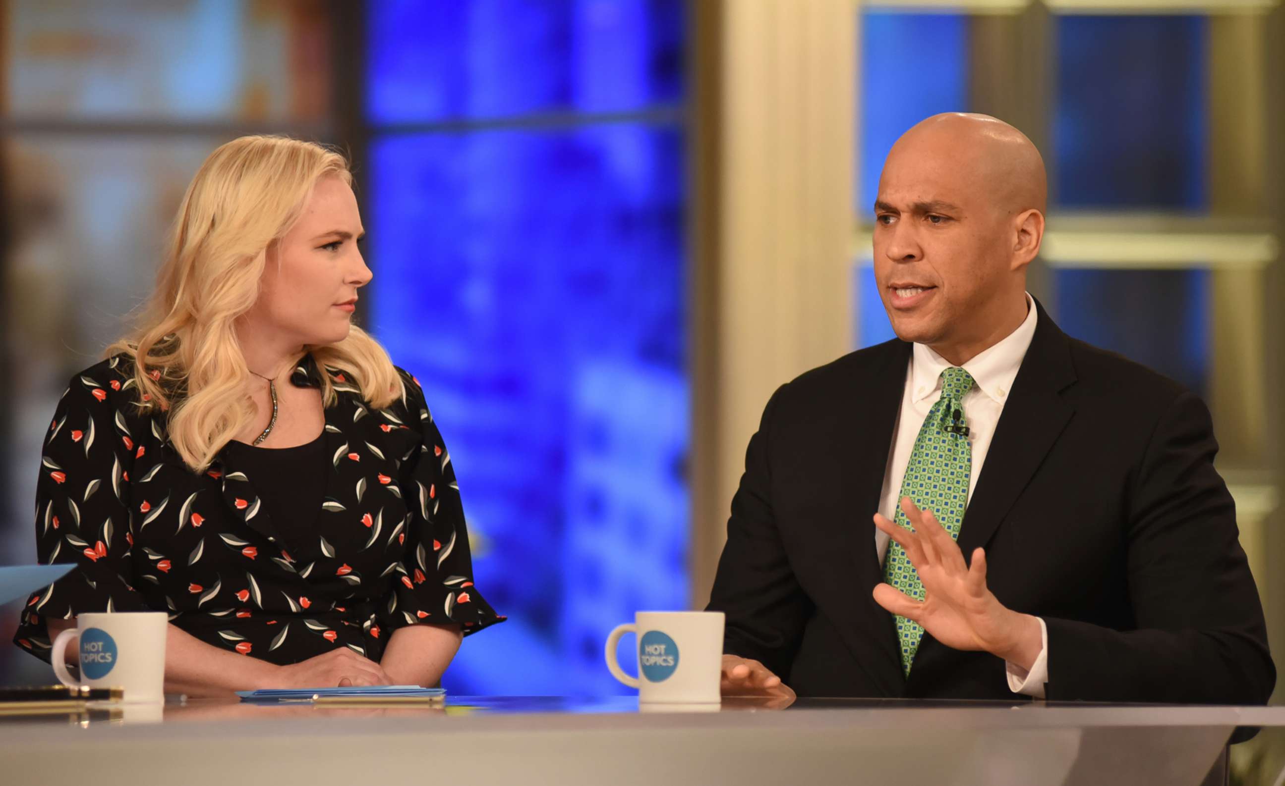 PHOTO: Co-host Meghan McCain and Senator Cory Booker appear on "The View," March 19, 2018.
