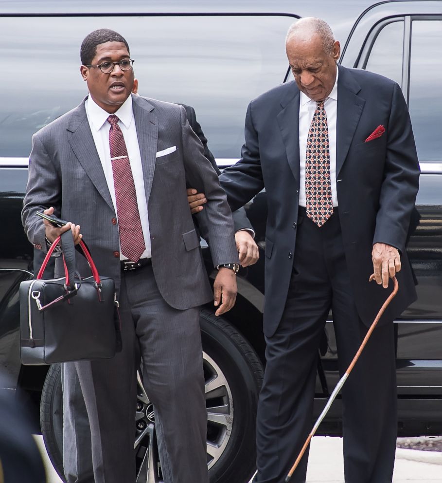 PHOTO: Bill Cosby arrives to Montgomery County Courthouse for the fifth day of his retrial for sexual assault charges, April 13, 2018, in Norristown, Penn.