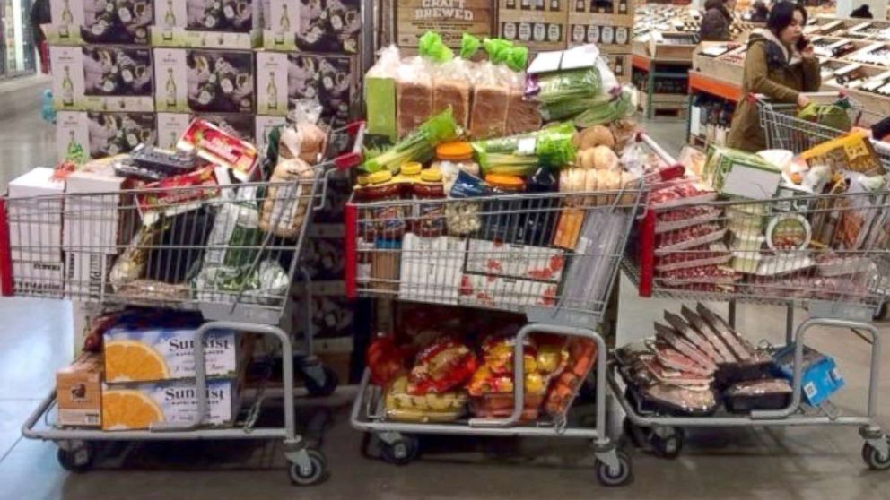 PHOTO: Grocery carts at a Costco in South Korea are full of food for U.S. Ski and Snowboard athletes.
