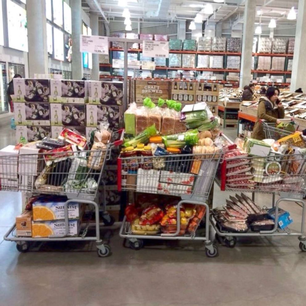 PHOTO: Grocery carts at a Costco in South Korea are full of food for U.S. Ski and Snowboard athletes.