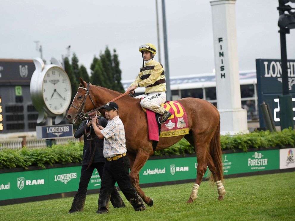 PHOTO: After a historic call, Country House, ridden by jockey Flavien Prat, wins the Kentucky Derby, May 4, 2019, at Churchill Downs in Louisville, Ky. 