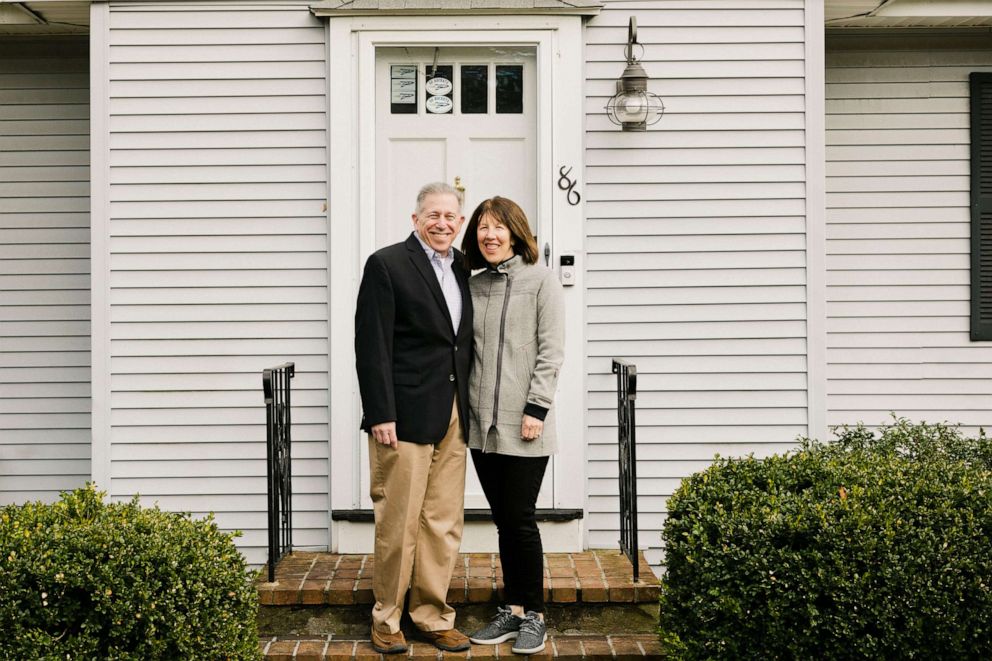 PHOTO: Family poses at their home for #TheFrontStepsProject in Needham, MA.