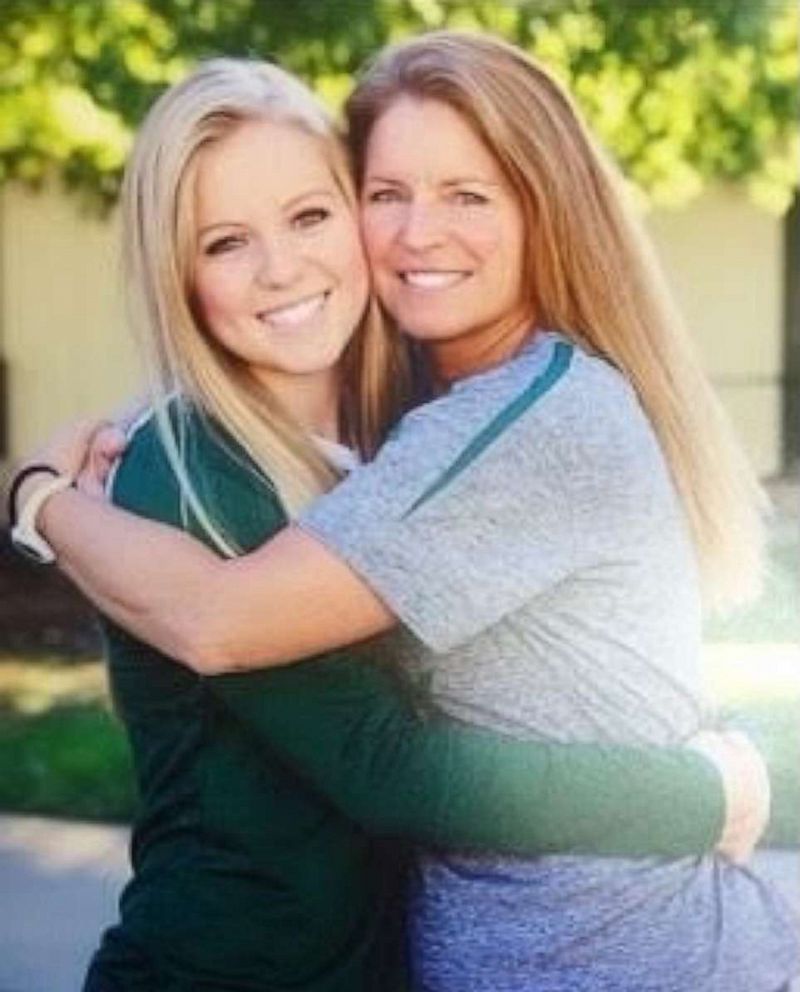 PHOTO: Courtney Kirkland (L) and Jill Kirkland (R) are shown at Colfax High Volleyball Senior Night, in Colfax, Calif., in October, 2015.